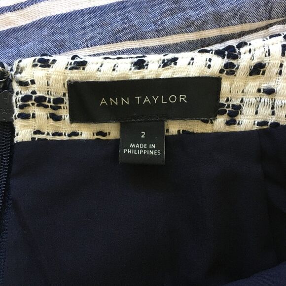 Ann Taylor Skirt Womens Sz 2 White Black Tweed Boucle Knee Length Pencil Lined - Picture 3 of 12